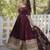 Maroon cotton embroidered gown set