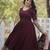 Maroon cotton embroidered gown set