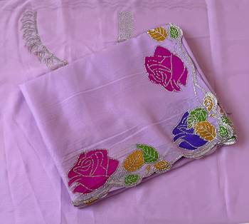 lavender georgette zarkhan diamond floral work saree 3