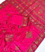 dark pink pashmina silk meenakari jacquard saree