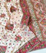 white pashmina silk meenakari jacquard saree