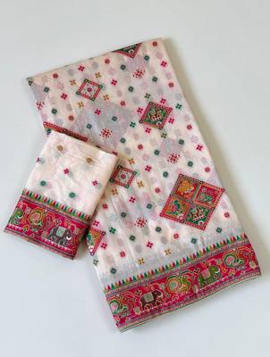 white pashmina silk meenakari jacquard saree 3