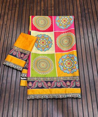 multicolor crepe silk digital print embroidered saree 4