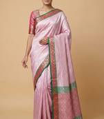 light pink semi silk tanchoi meenakari banarasi saree