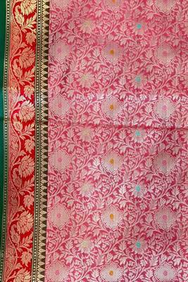 light pink semi silk tanchoi meenakari banarasi saree 5