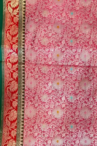 light pink semi silk tanchoi meenakari banarasi saree