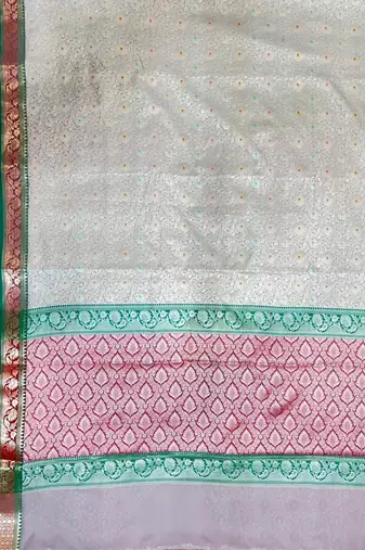 beige semi silk tanchoi meenakari banarasi saree