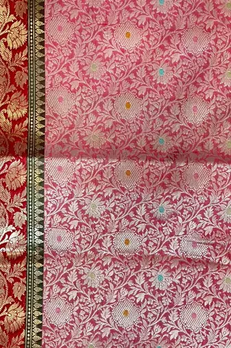 beige semi silk tanchoi meenakari banarasi saree