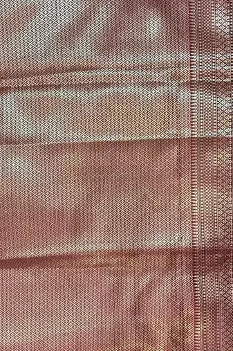 red semi silk floral zari jaal banarasi saree