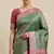 green semi silk tanchoi woven banarasi saree with pink border