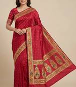 red floral zari booti banarasi silk saree
