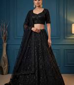 Impressive Black Dori Work Net Reception Wear Lehenga Choli