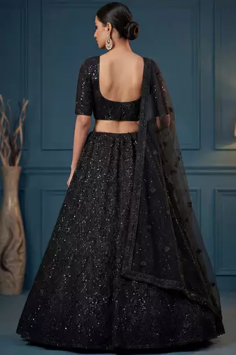 Impressive Black Dori Work Net Reception Wear Lehenga Choli