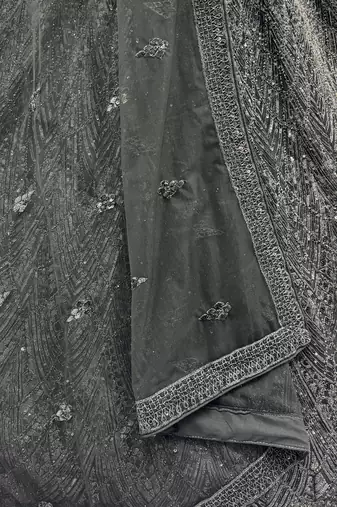 Impressive Black Dori Work Net Reception Wear Lehenga Choli
