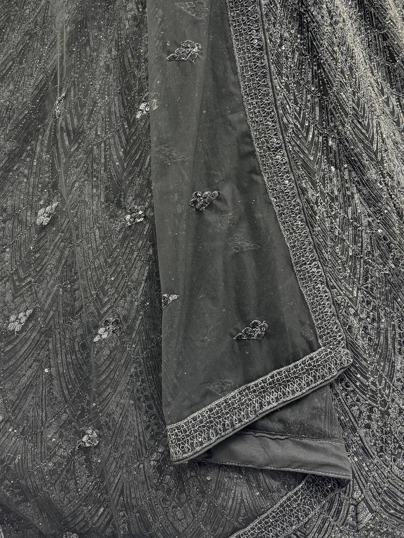 Impressive Black Dori Work Net Reception Wear Lehenga Choli