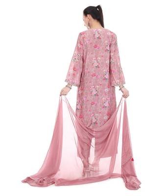 pink cotton silk kurta set with embroidered work 4