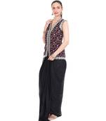 Black embroidered organza co ord set