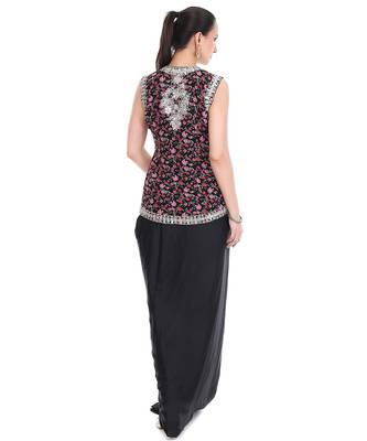 black organza co ord set with floral embroidery 2