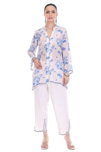 Blue White printed  co ord set