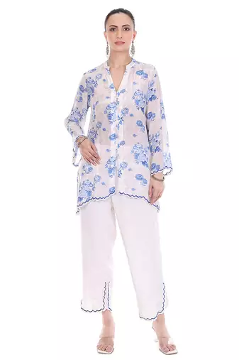 Blue White printed  co ord set