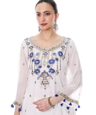 white organza sharara set with mirror embroidery 2