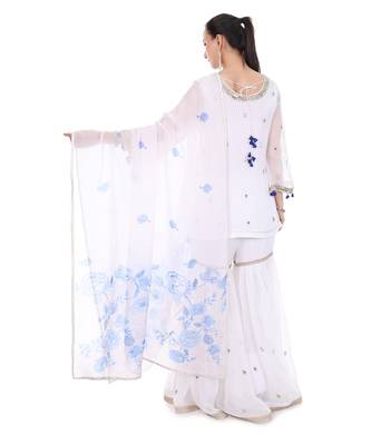 white organza sharara set with mirror embroidery 3