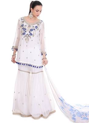 white organza sharara set with mirror embroidery 4