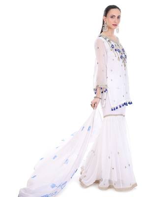 white organza sharara set with mirror embroidery 5