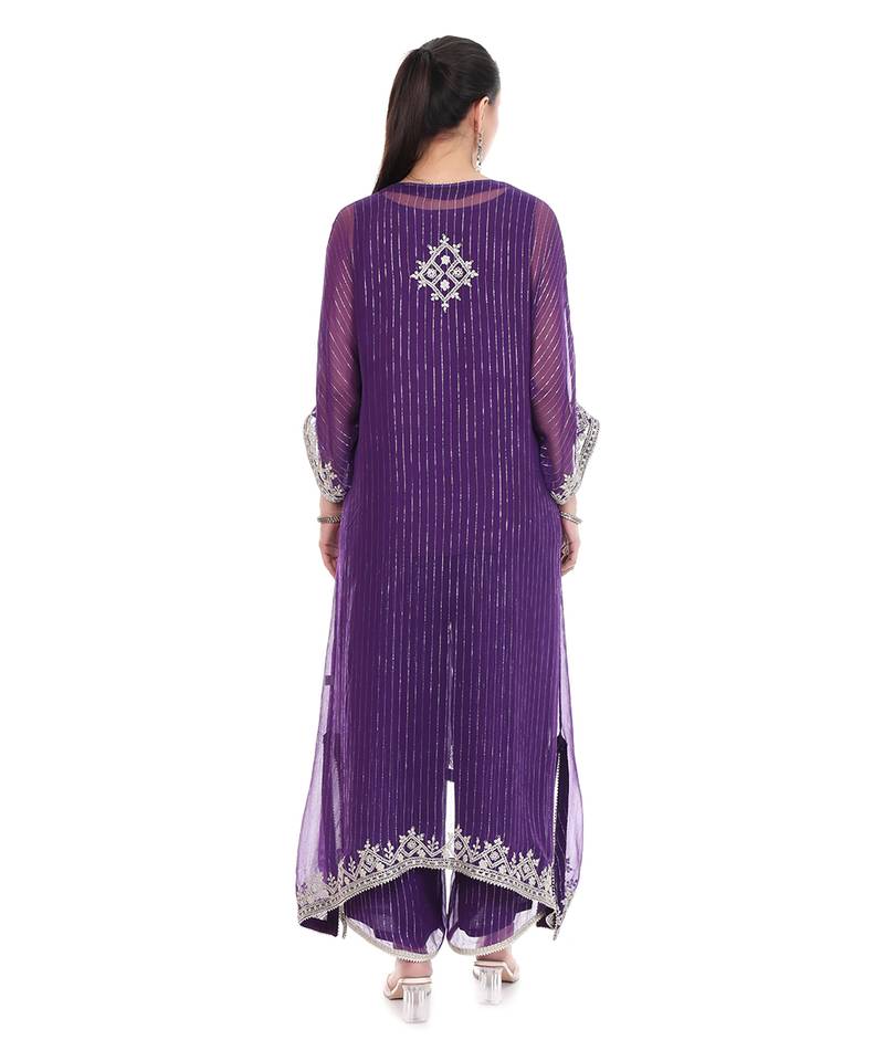 Purple embroidered lurex kaftan