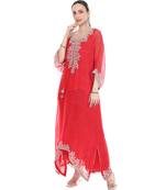 Red embroidered lurex kaftan