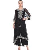 Black embroidered lurex kaftan