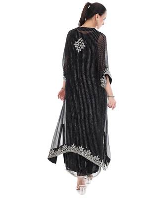 black tissue kaftan with embroidered zari work 2