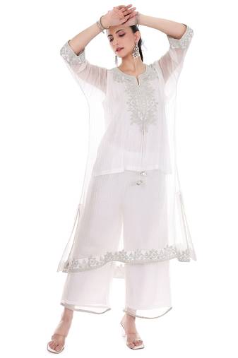 White embroidered lurex kaftan
