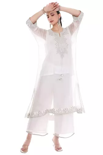 White embroidered lurex kaftan