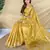yellow tissue saree with zari elephant border design