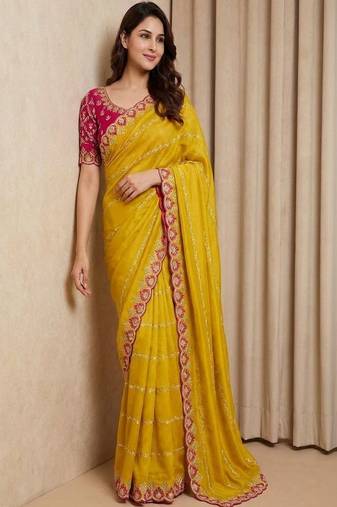 Embellished embroidered pure georgette designer saree
