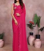 Embroidered poly georgette designer saree