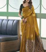 Floral zari silk blend saree