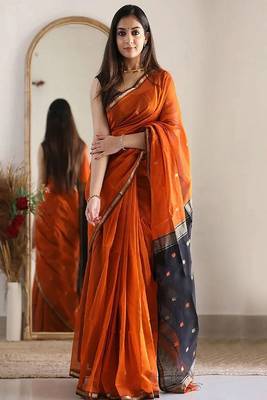 Woven design zari maheshwari saree 1