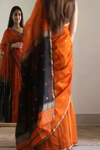 Woven design zari maheshwari saree