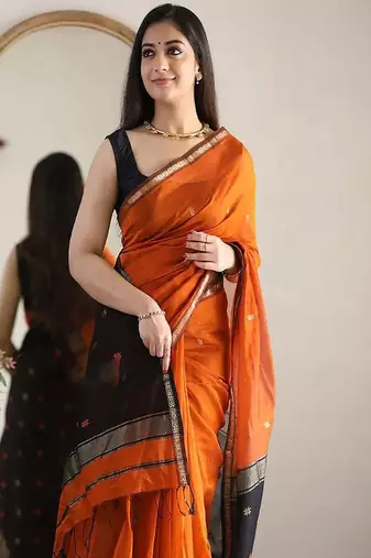 Woven design zari maheshwari saree