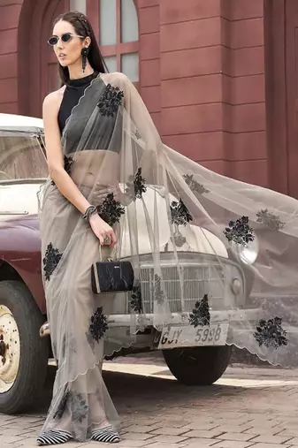 Floral emboridered saree