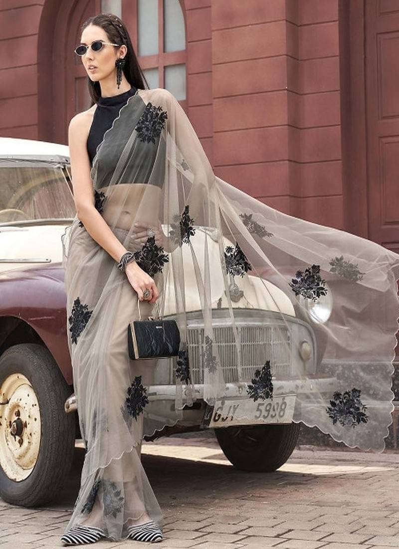 Floral emboridered saree
