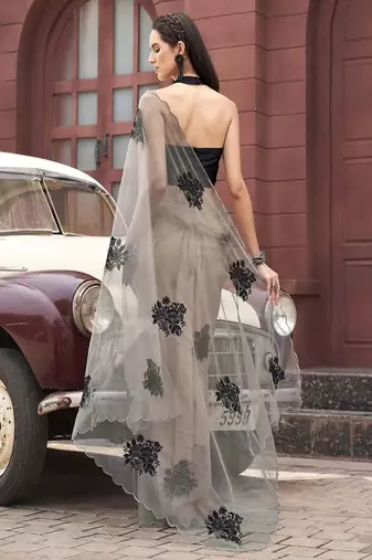 Floral emboridered saree