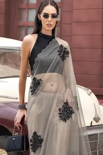 Floral emboridered saree
