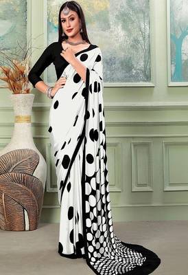 Polka dot silk blend designer saree 1