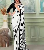Polka dot silk blend designer saree