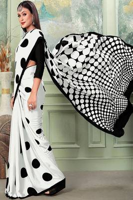 Polka dot silk blend designer saree 2