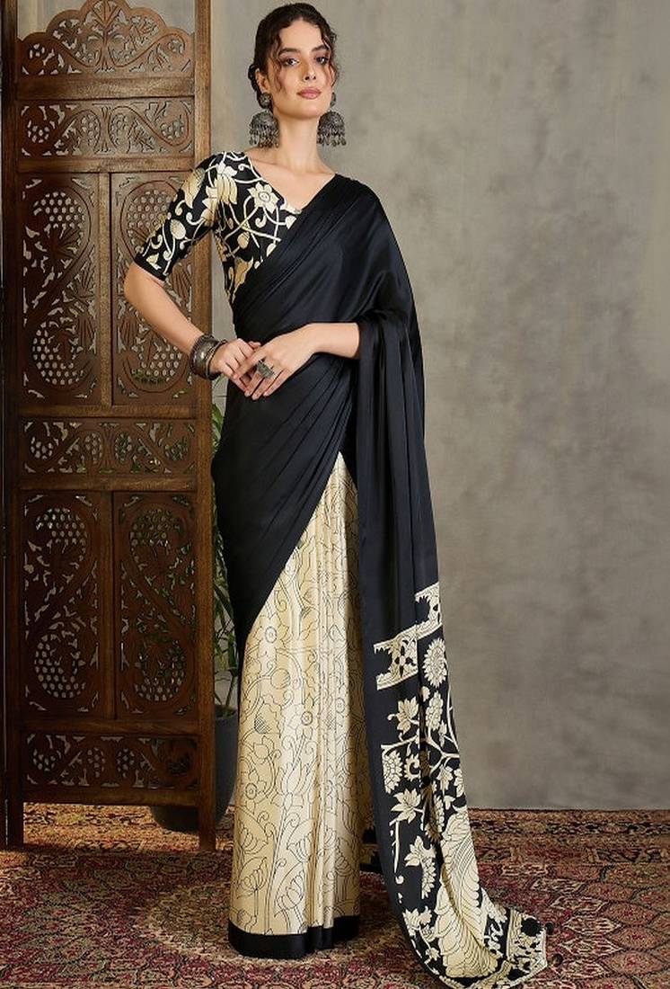Kalamkari printed saree with matching blouse piece