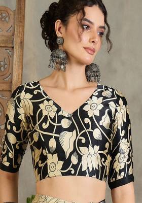 Kalamkari printed saree with matching blouse piece 4